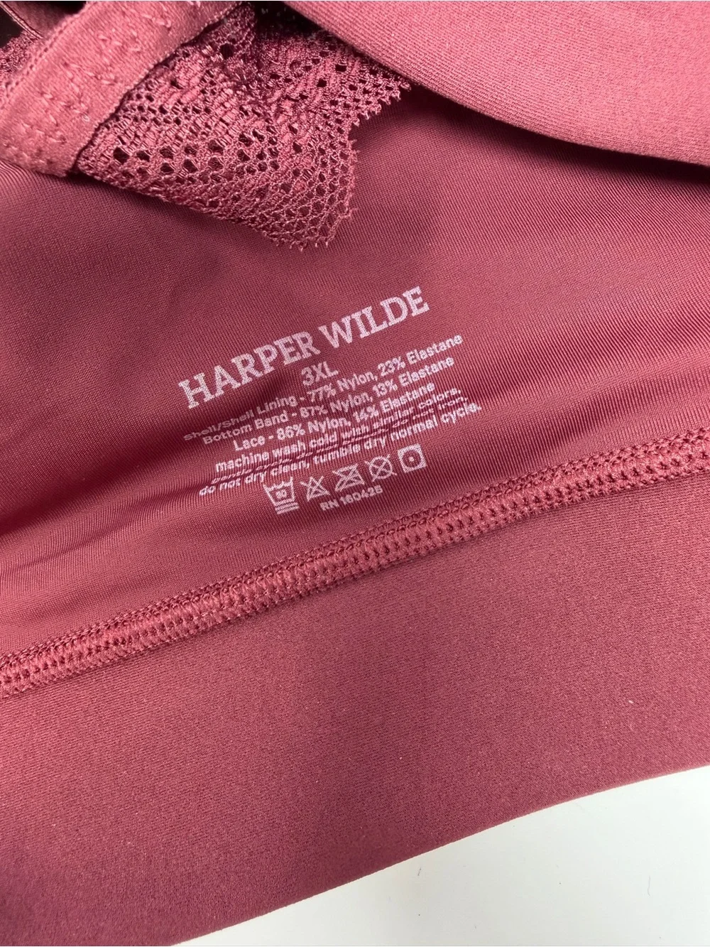 NWT Harper Wilde Bliss Lace Triangle Bralette Size 3XL Burgundy